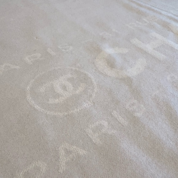 CHANEL Accessories - Authentic CHANEL Ivory and Grey Paris- 31 Rue Cambon Large Cashmere Scarf